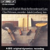 Clas Pehrsson & Jakob Lindberg - Italian And English Music For Reorder And Lute (CD)