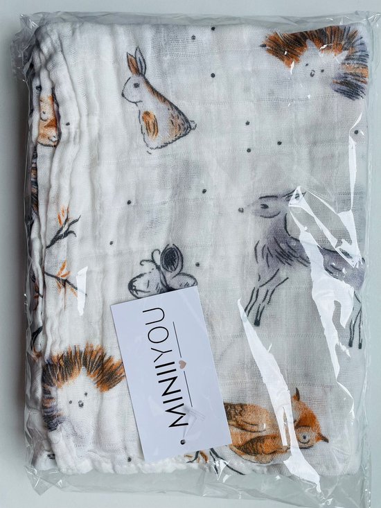 Hydrofiele doek XL - 120x120 cm - Inbakerdoek - Forest Animals - Swaddle doek groot - Hydrofiele luier van Little Dutch — afbeelding 2
