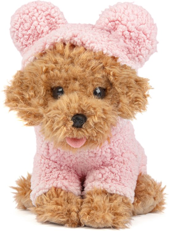 Foto: Studio pets knuffel toypoedel puppy cookie 23cm met roze teddy truitje pluche knuffel