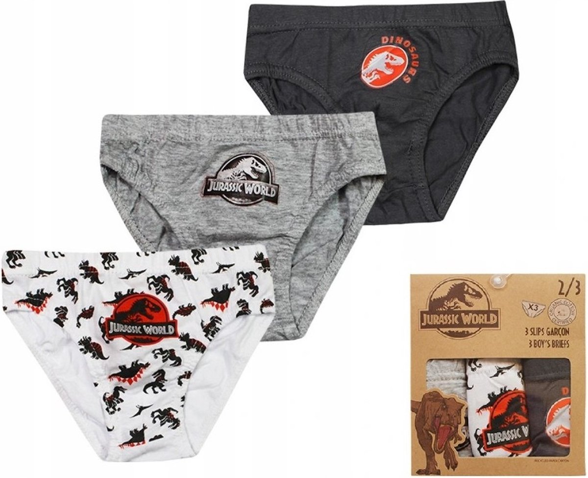 Jurassic World Onderbroeken - Ondergoed - Set 3 Stuks - 100% Katoen - 2/3 jaar - Dinosurus - Jurassic Park