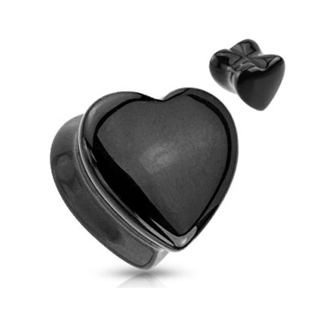16 mm Double-flared plug zwart hart steen ©LMPiercings