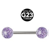 Piercing langue titane moucheté violet