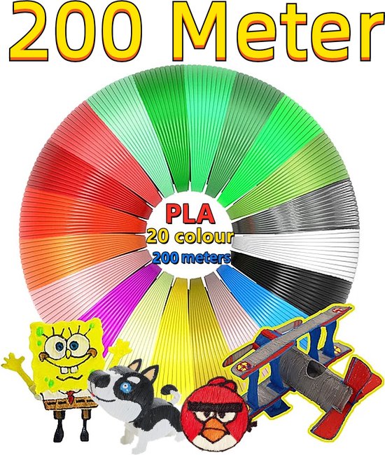 Rainbecom - Filament PLA 1,75 mm - 20 couleurs 200 mètres