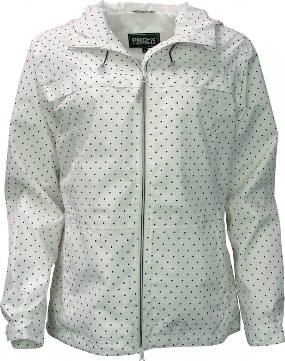 Regenjas Lucie Wit Pro-X Elements - Dames - PXE PRO - 10000mm waterdicht - 5000gr/24u ademend - Winddicht - kap