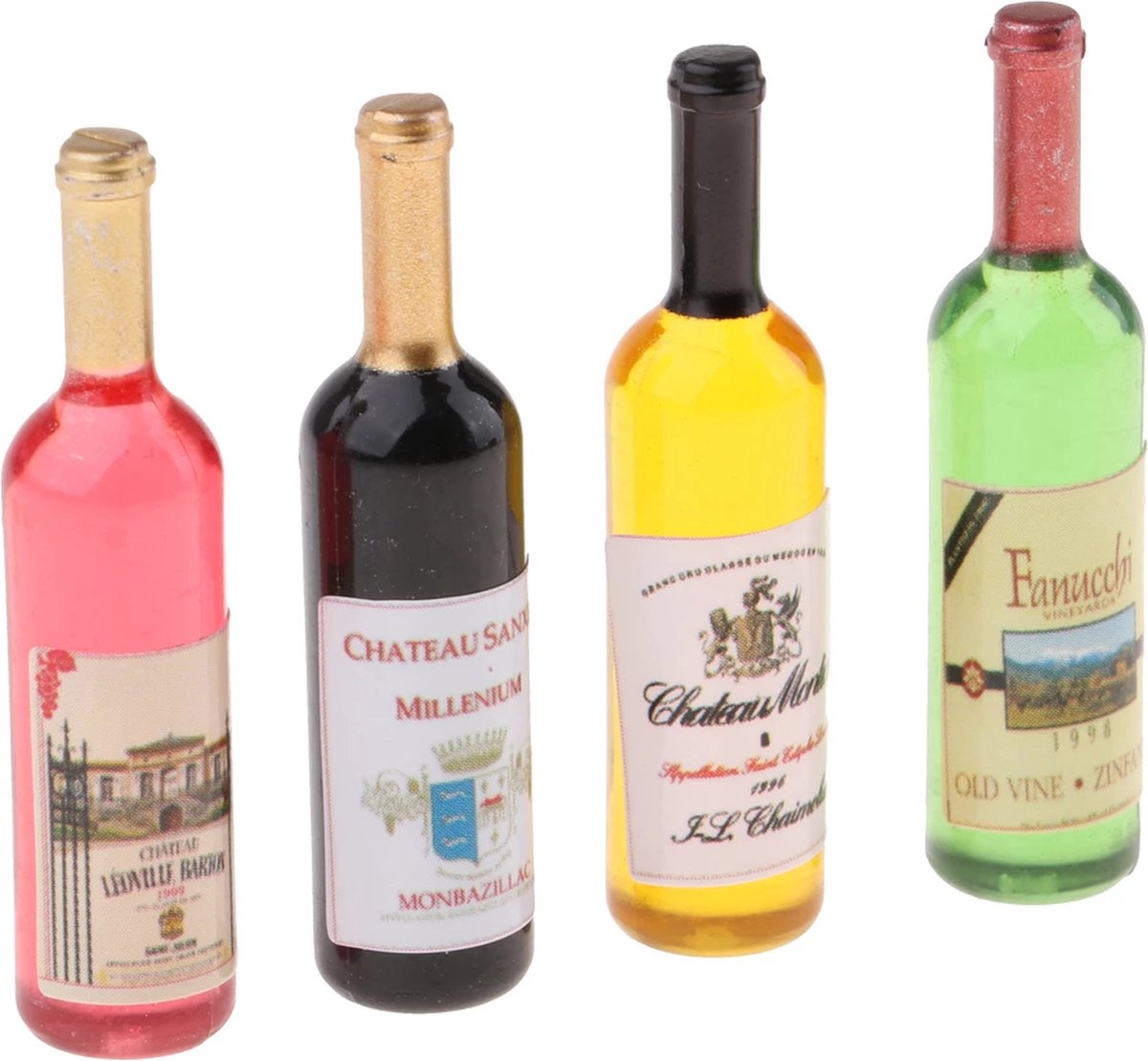 Odoria 1/12 Scale Miniature Wine Bottles 6 Pieces and Wine Glass 12 Pieces Dollhouse Accessories