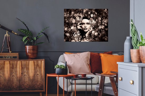 Stickers muraux - Film autocollant - Femme - Fleurs - Botanique - Nature - 80x60 cm - Film adhésif - Stickers muraux Chambre d'enfant - Papier peint autocollant