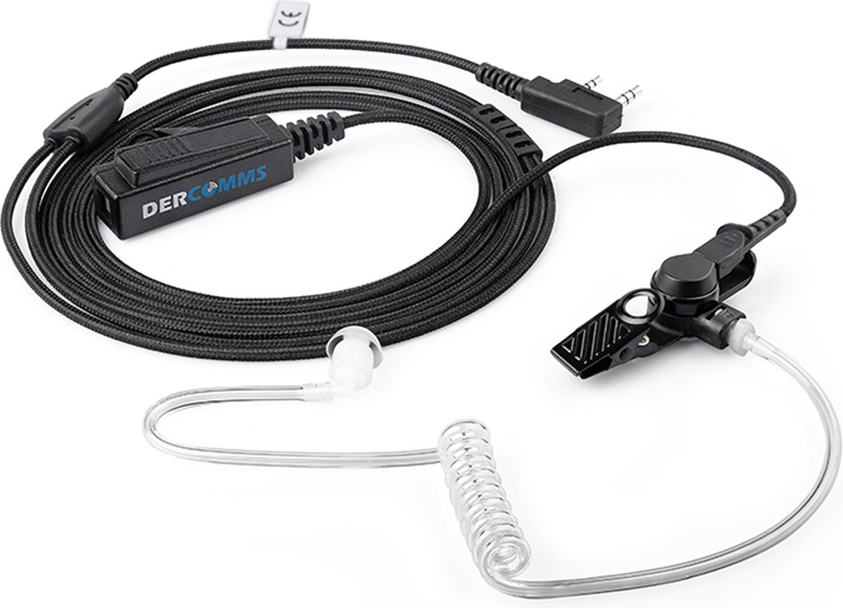 DerComms® Heavy duty portofoon headset voor Kenwood TK3201, TK3501, TK3401, TK3701, NX1200, NX1300 met nylon mantel
