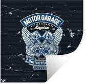 Muurstickers - Sticker Folie - Mancave - Motor - Auto - Vintage - 120x120 cm - Plakfolie - Muurstickers Kinderkamer - Zelfklevend Behang XXL - Zelfklevend behangpapier - Stickerfolie