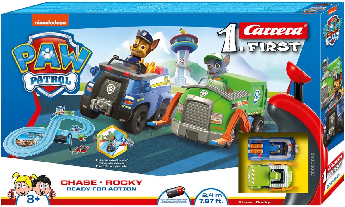Carrera First PAW Patrol Racebaan - Ready for Action - Chase & Rocky - 2.4 meter - Carrera