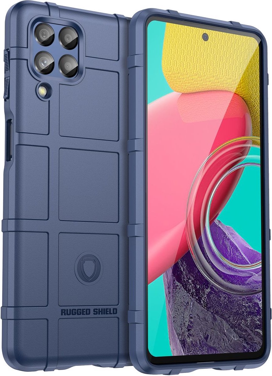 Mobigear Hoesje geschikt voor Samsung Galaxy M53 Telefoonhoesje Flexibel TPU | Mobigear Rugged Shield Backcover Shockproof | Schokbestendig Galaxy M53 Telefoonhoesje | Anti Shock Proof - Blauw