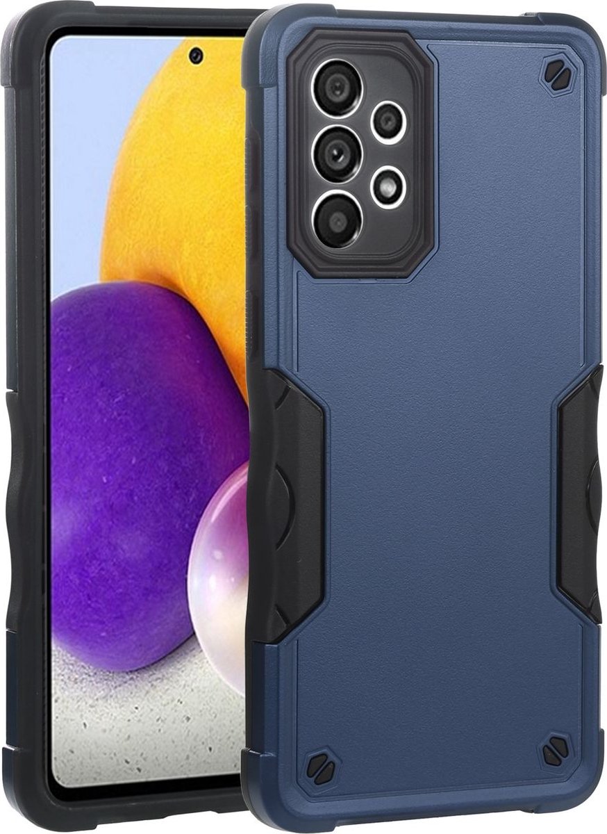 Mobigear Hoesje geschikt voor Samsung Galaxy A73 Telefoonhoesje Hardcase | Mobigear Non-slip Armor Backcover Shockproof | Schokbestendig Galaxy A73 Telefoonhoesje | Anti Shock Proof - Blauw