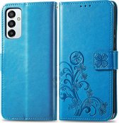 Mobigear Telefoonhoesje geschikt voor Samsung Galaxy M23 Hoesje | Mobigear Clover Bookcase Portemonnee | Pasjeshouder voor 3 Pasjes | Telefoonhoesje voor Pinpas / OV Kaart / Rijbewijs - Blauw