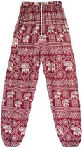 Yoga broek - Homewear- Dames - Authentiek Thai - Olifant patroon - Bohemian  - Rood-... | bol.com