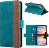 Hoesje geschikt voor iPhone 12 Mini hoesje - Bookcase - Pasjeshouder - Portemonnee - Patroon - Kunstleer - Blauw/Bruin
