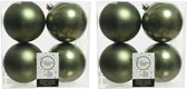 16x stuks kunststof kerstballen mos groen 10 cm - Mat/glans - Onbreekbare plastic kerstballen