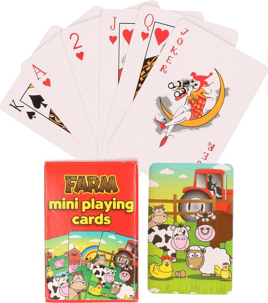 Thumbnail van een extra afbeelding van het spel 8x pakjes mini boerderij dieren thema speelkaarten 6 x 4 cm in doosje van karton - Uitdeelspeelgoed