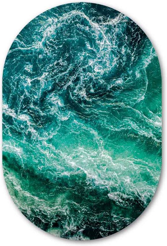 Muurovaal Blauw helder water in de Oceaan - WallCatcher | Acrylglas 80x120 cm | Ovalen schilderij | Wandovaal Ocean