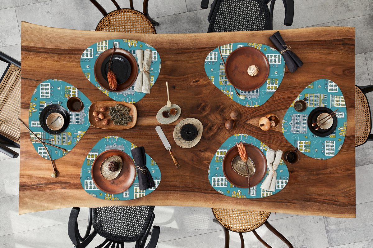 Placemat organisch - Placemats organic - Onderleggers - Herfst - Patronen - Huis - 6 stuks