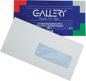 Gallery enveloppen ft 114 x 229 mm, met venster rechts, gegomd, pak van 50 stuks 10 stuks