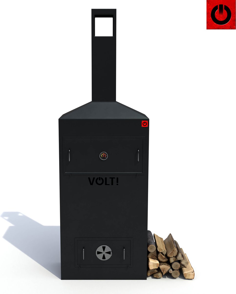 VOLT! Dutch Fire Oven BBQ Grill - Rookoven Barbecue - Rookkast Buitenkeuken - Houtskoolbarbecue - Buitenoven - BBQ Rooster - Zwart