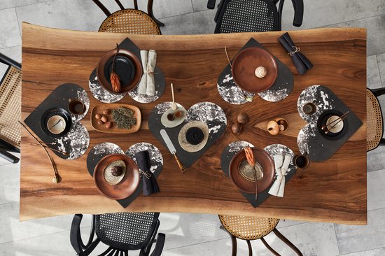 Sets de table - Napperons - Napperons coeur - Argent - Imprimé rouille - Zwart - 8 pièces