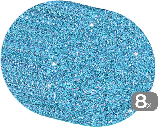 Sets de table ronds - Dessous de verre - Napperons ronds - Aigue- Aquamarijn - Gémeaux - Zodiac - Pierre de naissance - Motifs - Lot de 8