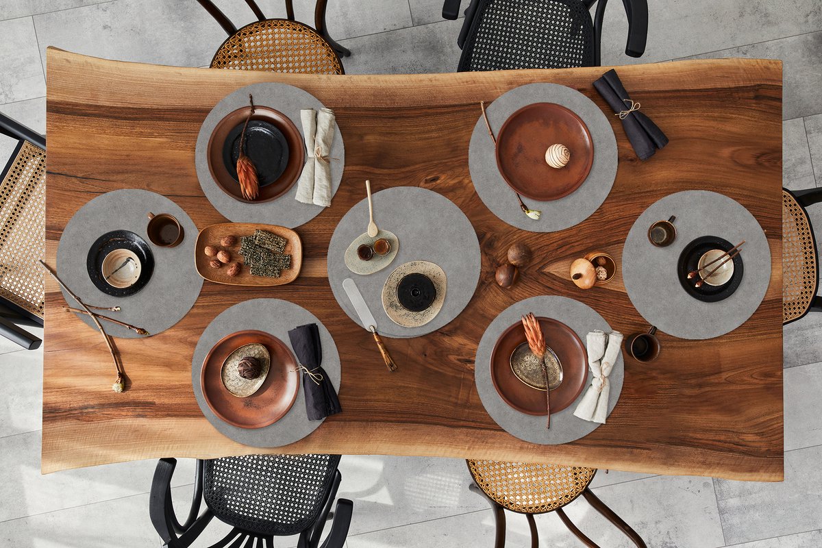 Ronde placemats - Onderlegger - Placemats rond - Industrieel - Patroon - Beton print - 8 stuks
