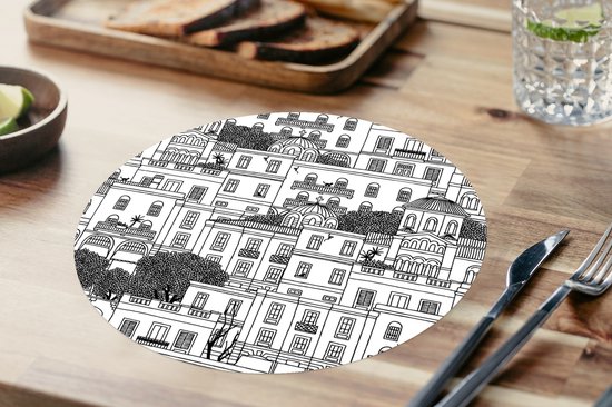 Sets de table ronds - Dessous de verre - Sets de Napperons ronds - Motifs - Athene - Maison - 10 pièces