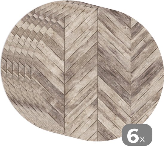 Sets de table ronds - Dessous de verre - Napperons de table ronds - Étagère - Motifs - Brocante - 6 pièces