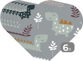 Onderleggers - Placemats - Placemats hartje - Patronen - Jongens - Kinderen - Dinosaurus - 6 stuks