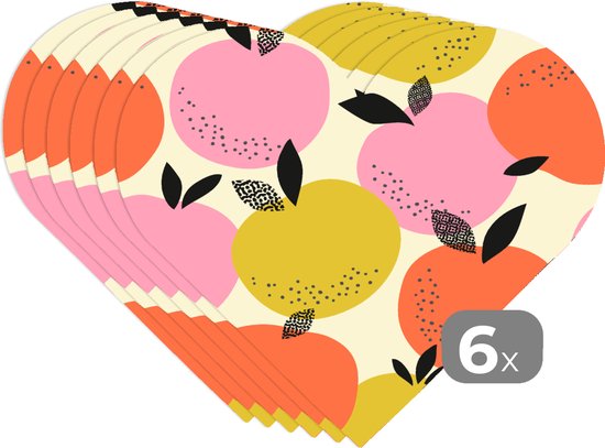 Sous-verres - Napperons de table - Napperons de table coeur - Orange - Été - Motifs - 6 pièces