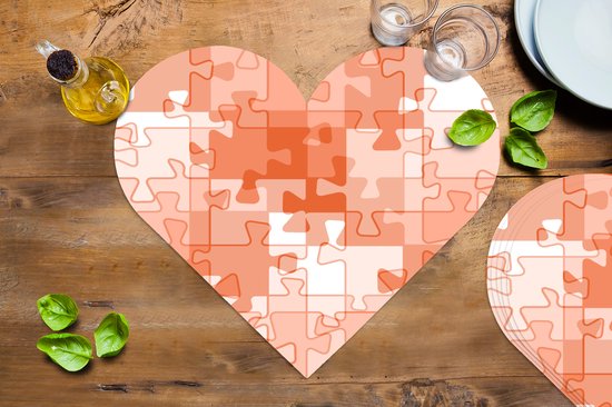 Sous-verres - Napperons de table - Napperons de table coeur - Puzzle - Oranje - Motifs - 6 pièces
