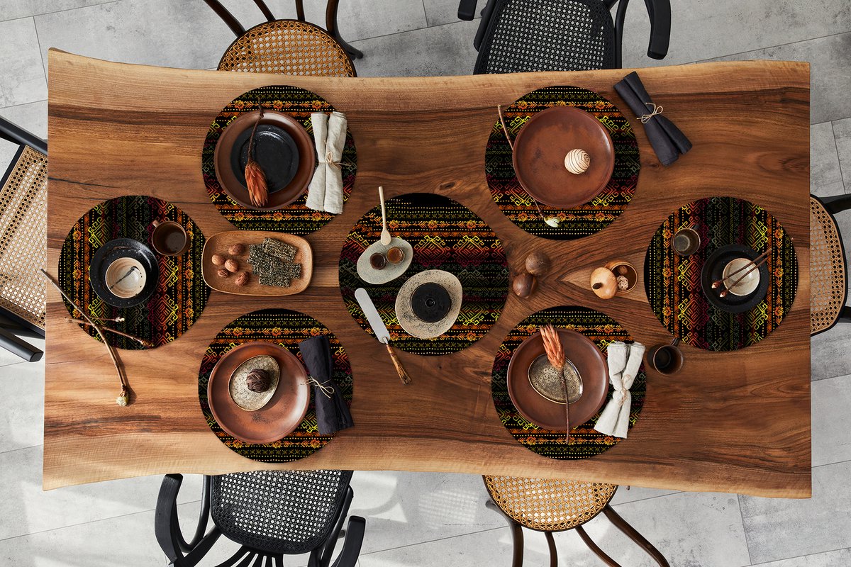 Ronde placemats - Onderlegger - Placemats rond - Afrika - Patronen - Abstract - 10 stuks