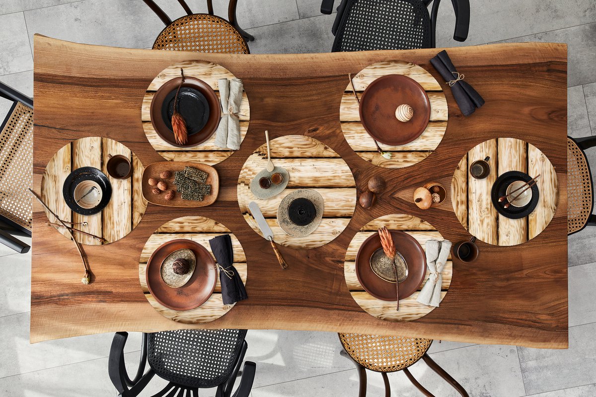 Ronde placemats - Onderlegger - Placemats rond - Vintage - Houten - Plank - Design - 10 stuks