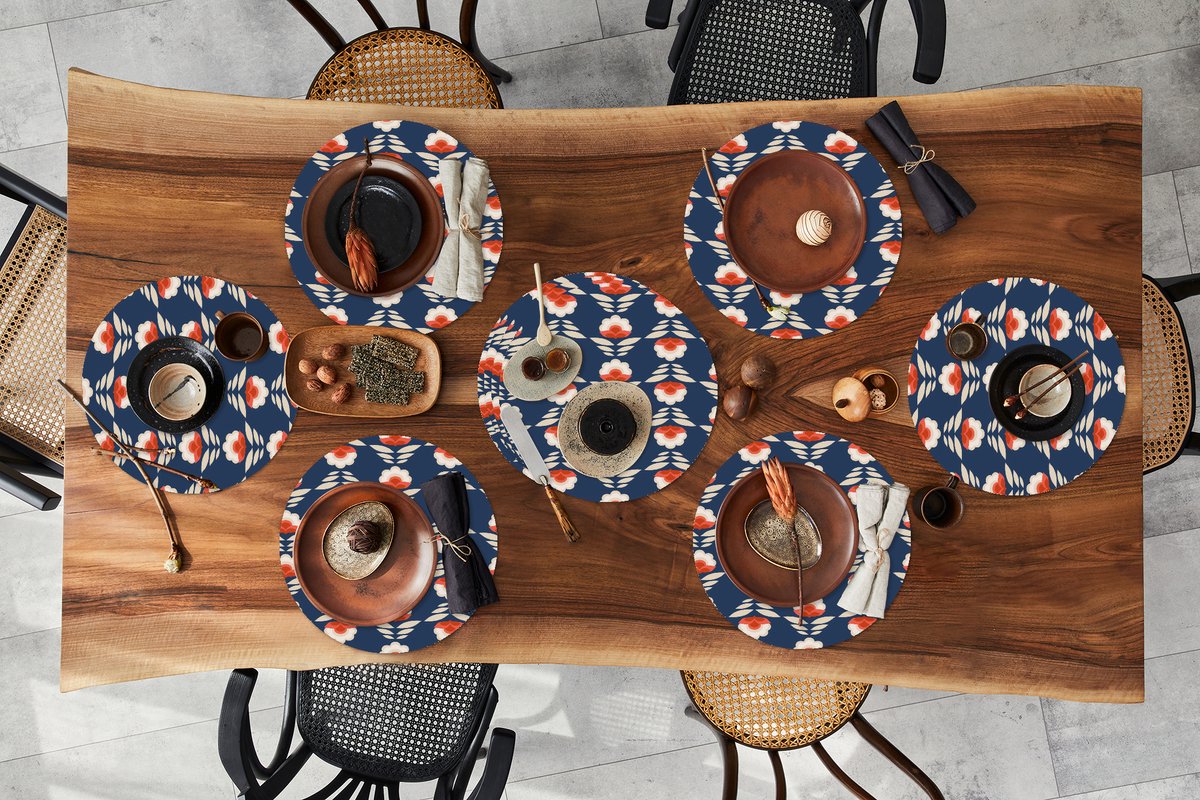 Ronde placemats - Onderlegger - Placemats rond - Patronen - Abstract - Bloemen - 10 stuks