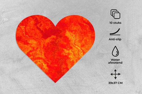 Napperons de table - Sets de table - Napperons coeur - Peinture - Oranje - Abstrait - Motifs - 10 pièces