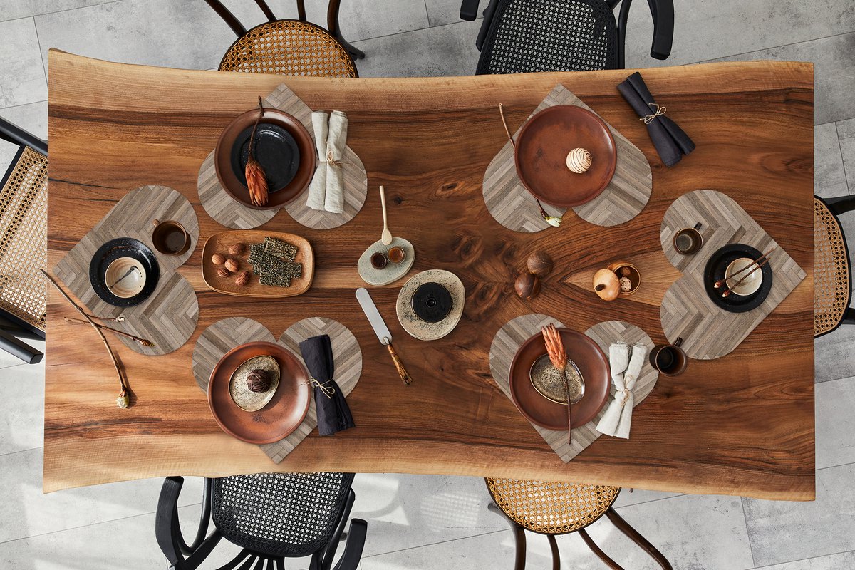 Onderleggers - Placemats - Placemats hartje - Patronen - Hout - Bruin - 6 stuks