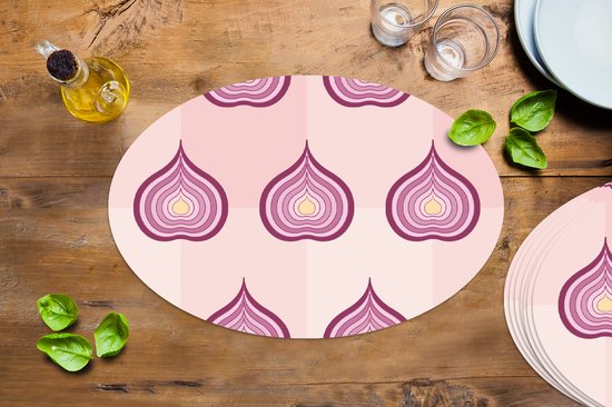 Napperons ovales - Sets de table - Sets de table ovales - Violet - Motifs - Oignons - 8 pièces