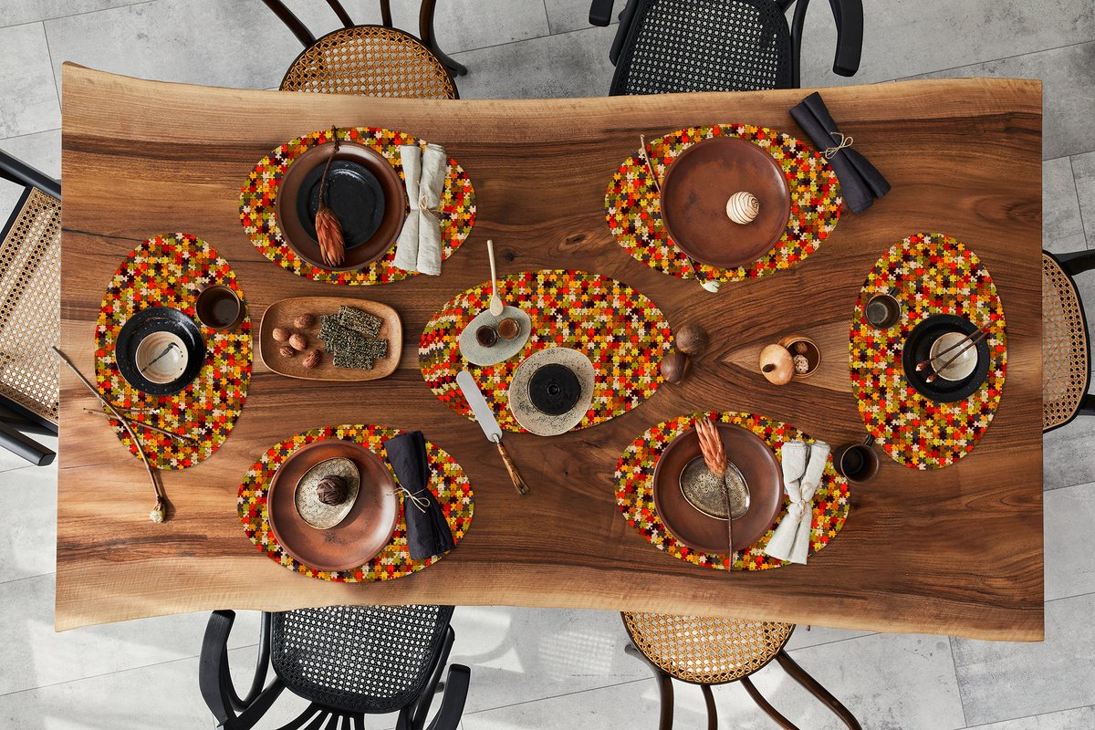 Placemats ovaal - Onderleggers - Ovale placemats - Puzzel - Patronen - Herfst - 10 stuks