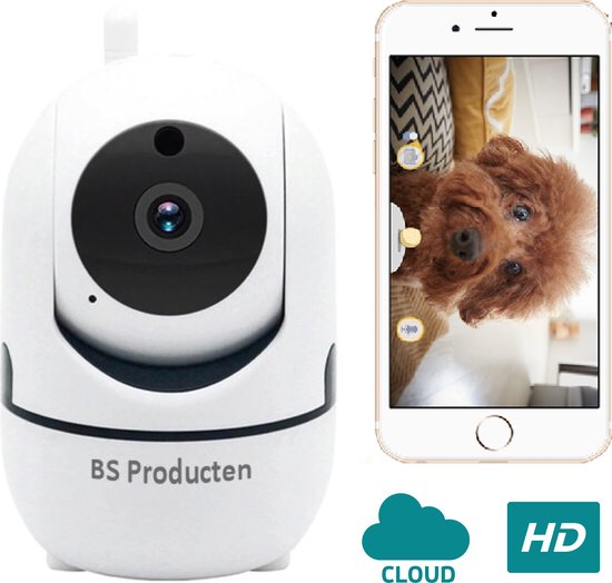 Beveiligingscamera - Huisdiercamera - WiFi - Beweeg en geluidsdetectie - Werkt met app - Wit