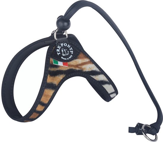 Tre Ponti Liberta Tijger - Maat 1 - 23-23 cm -Tot 3 kg - Hondentuigje - Kattentuigje