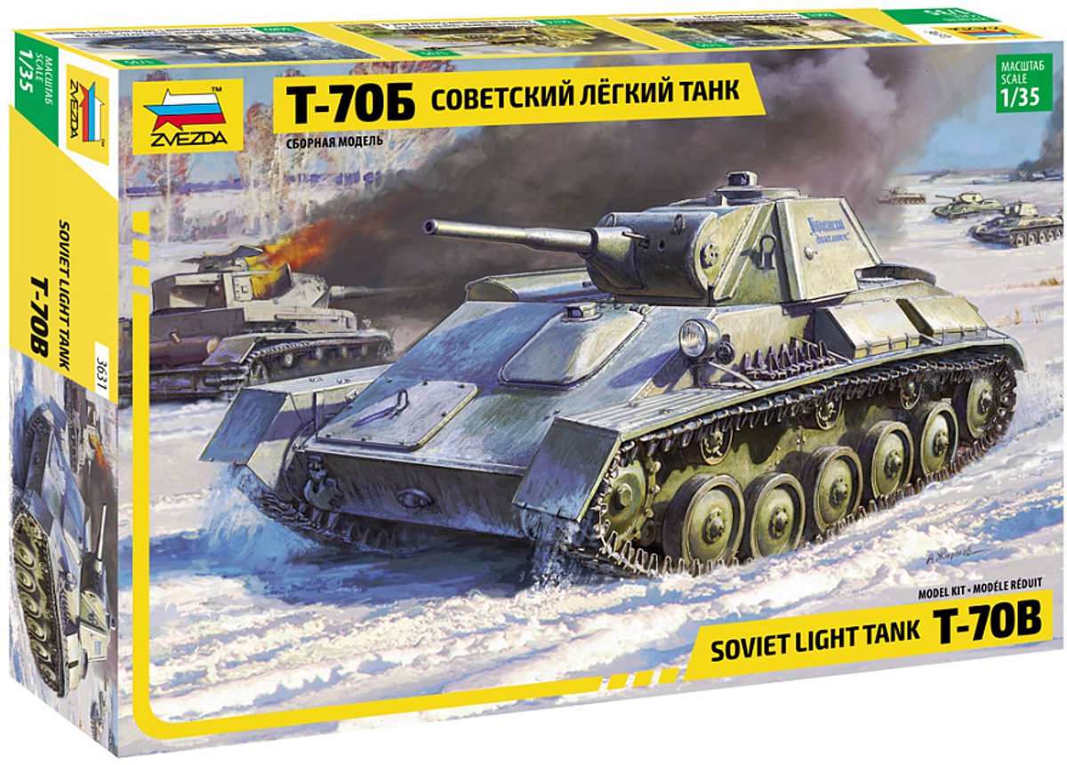 Zvezda Modelbouwpakket Militaire voertuigen - 3631 T-70 Soviet Light Tank Plastic - 1:35 - Modelbouw