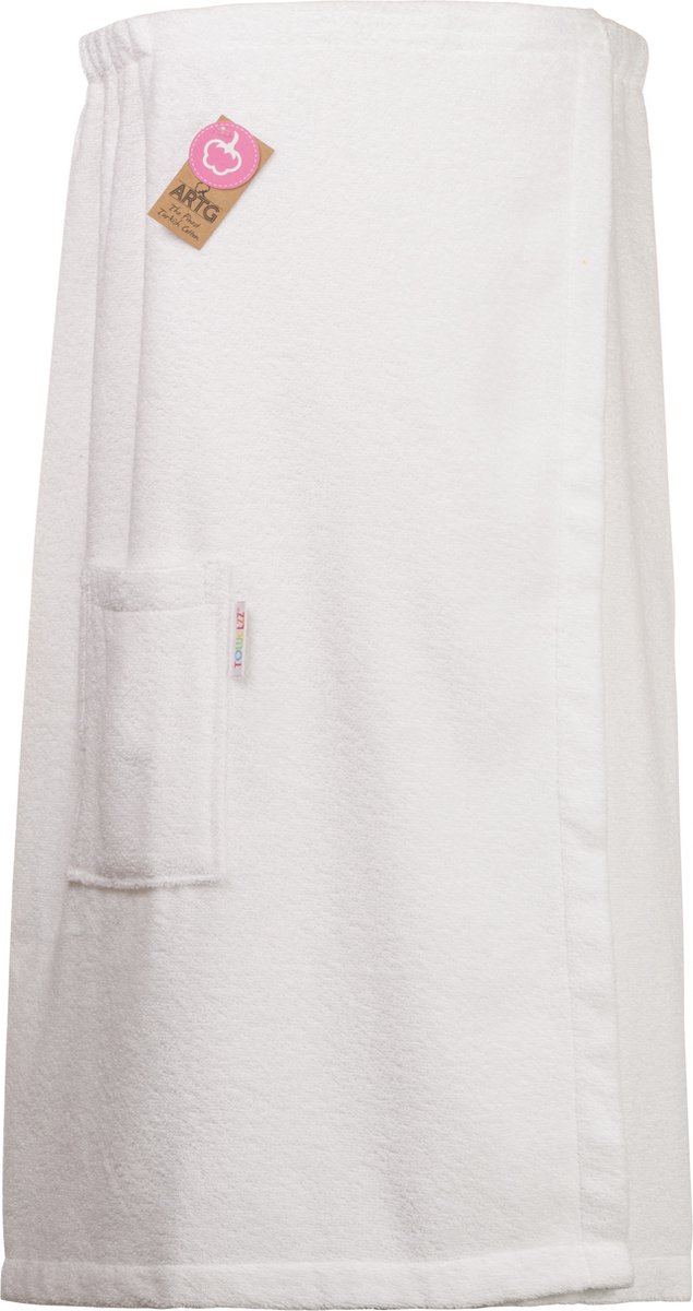 ARTG® Towelzz - Sauna Kilt - Dames - met Klittenband - Wit - White - (Borstomvang tot 150 cm)