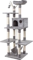 Exxen  Cat Tree Tower, 78 x 50 x 154 cm, Cat Condos met Sisal Krabpalen, Cat Play House en Rustplaats, Grijs