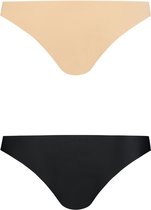 Bye Bra Onzichtbare Bikini In Braziliaanse Stijl, Hoge Taille, Naadloze Bikini, Niet Aan Te Raken, Geen Slipjeslijn, Gladde Randen, 2 Kleurenpak, Beige En Zwart, M