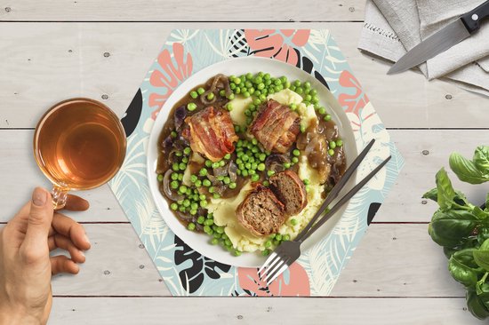 Napperons de table hexagon - Sets de table - Set de table hexagone - Feuilles - Monstera - Pastel - Hawaï - Motifs - 10 pièces