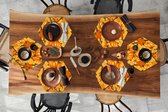 Placemats hexagon - Onderleggers placemats - Placemat zeshoek - Herfst - Patroon - Pompoen - 6 stuks