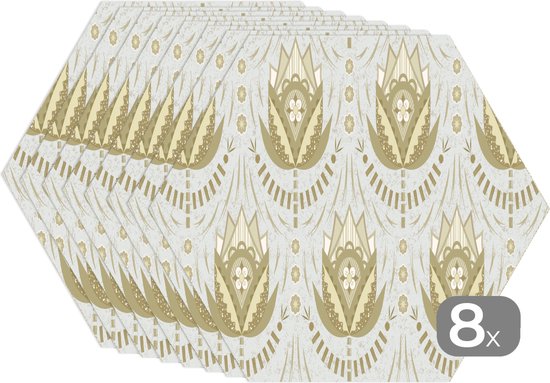 Napperons de table hexagon - Sets de table Sets de table - Set de table hexagone - Fleurs - Goud - Motifs - 8 pièces