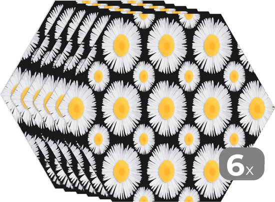 Napperons hexagon - Sets de table - Set de table hexagone - Motifs - Marguerite - Fleurs - Fille - Kids - Enfants - 6 pièces