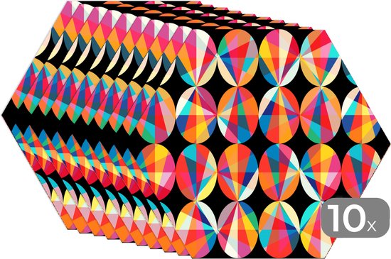 Napperons de table hexagon - Sets de table Sets de table - Set de table hexagone - Arc-en-ciel - Cercles - Motifs - 10 pièces